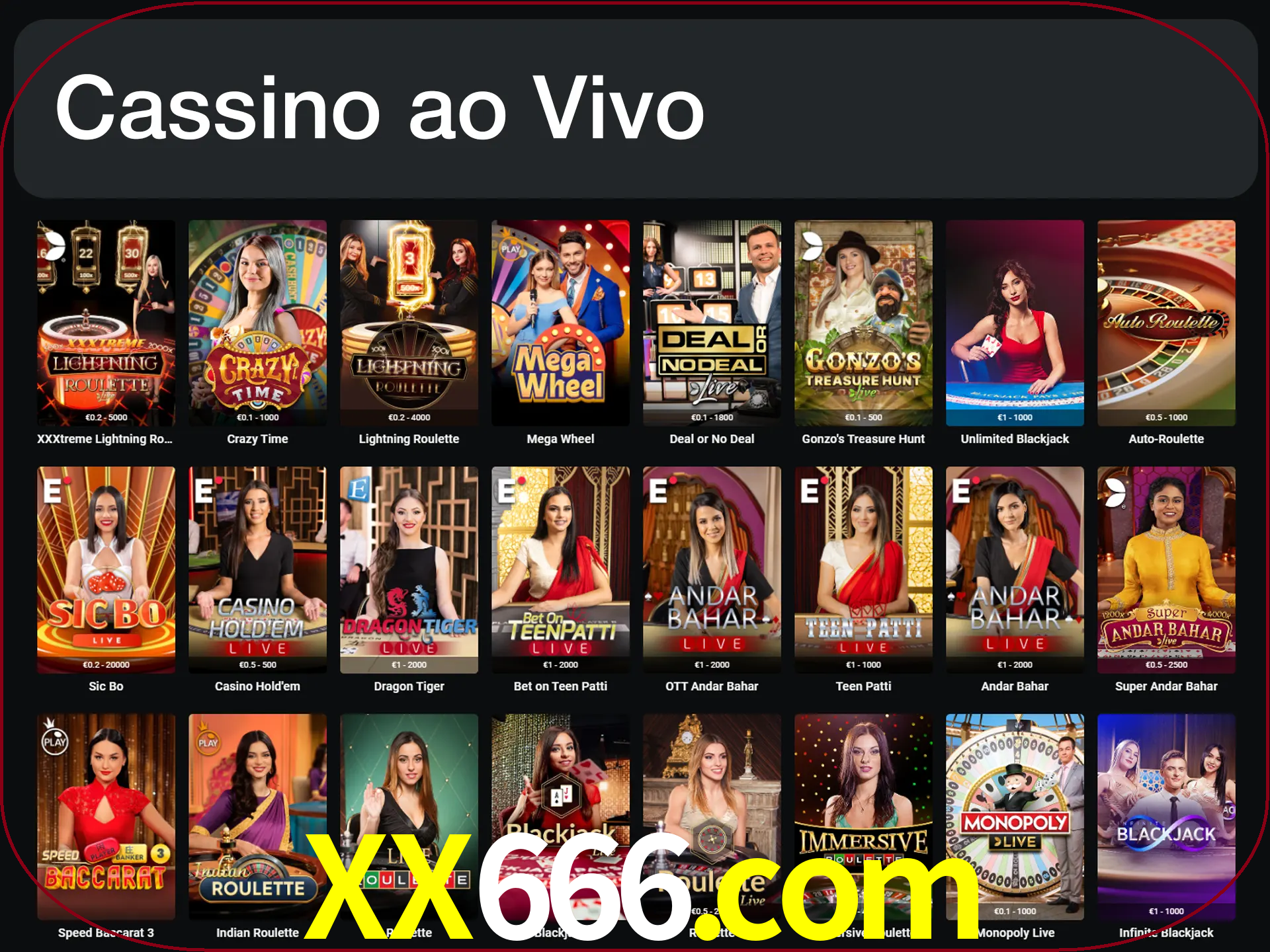 Jogue jogos de cassino com um verdadeiro dealer.